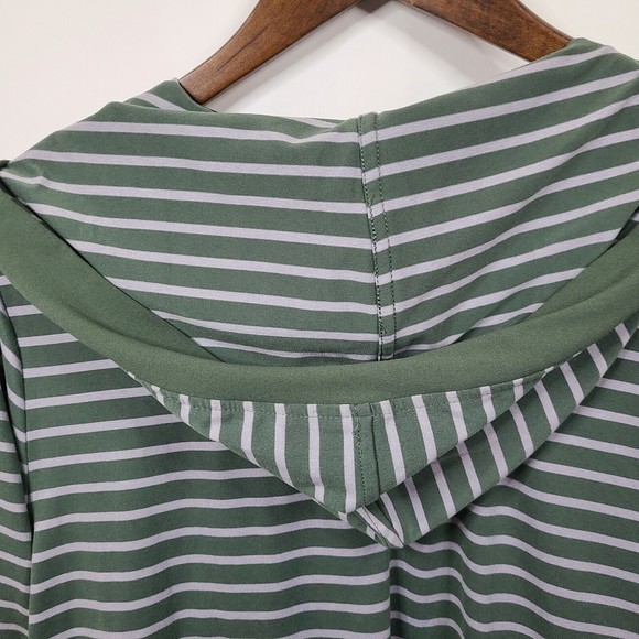 CuddlDuds Green Striped Open Front Hooded Cardigan Womens 1X - Picture 6 of 6